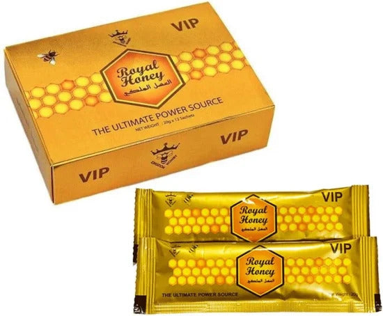 Big 12 Pack of Natural Honey Sachet Enriched with Natural Jelly - Bee Pollen from Ginseng Blossoms & Herbs, Full Box of 20G Honey Sachets